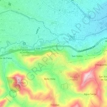 Mappa topografica Turi, altitudine, rilievo