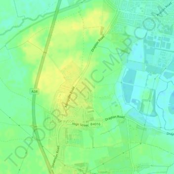 Mappa topografica Sutton Wick, altitudine, rilievo
