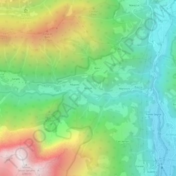 Mappa topografica Rizzoli, altitudine, rilievo