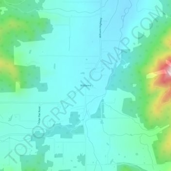 Mappa topografica Williams, altitudine, rilievo