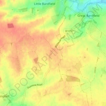 Mappa topografica Oxen End, altitudine, rilievo