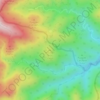 Mappa topografica el Cingle Gros, altitudine, rilievo