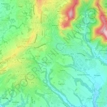 Mappa topografica Missagliola, altitudine, rilievo