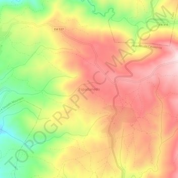 Mappa topografica Espadanedo, altitudine, rilievo