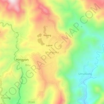 Mappa topografica Mompolia, altitudine, rilievo