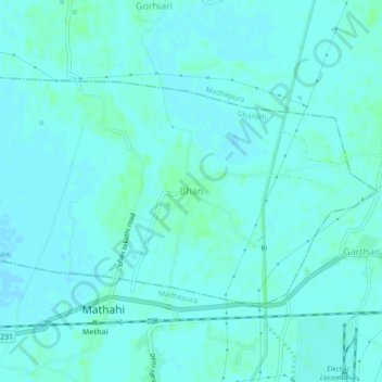 Mappa topografica Bhan, altitudine, rilievo