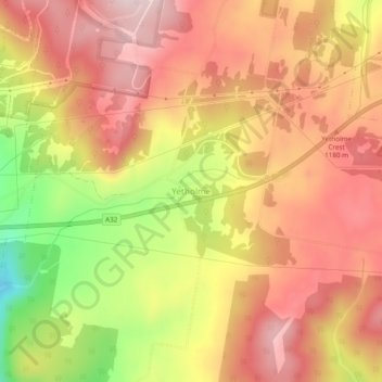 Mappa topografica Yetholme, altitudine, rilievo