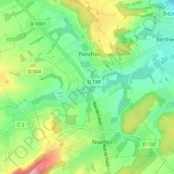 Mappa topografica Blainville, altitudine, rilievo