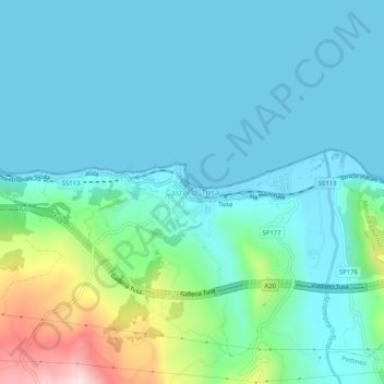 Mappa topografica Castel di Tusa, altitudine, rilievo