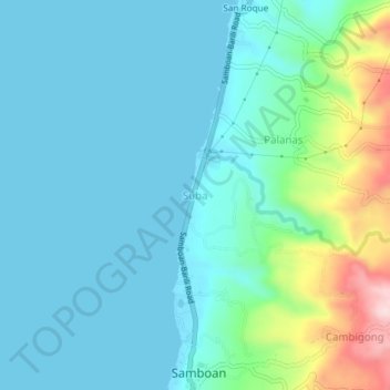 Mappa topografica Suba, altitudine, rilievo