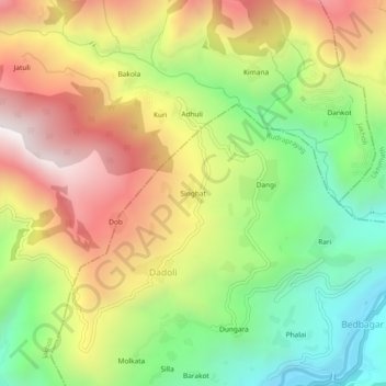 Mappa topografica Singhat, altitudine, rilievo