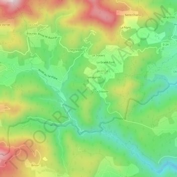 Mappa topografica Charon, altitudine, rilievo