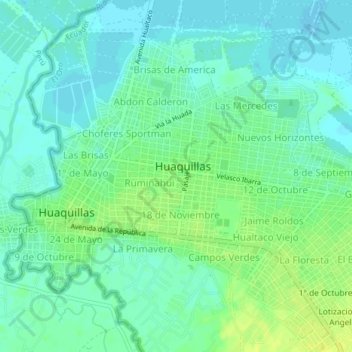 Mappa topografica Nueva Aurora, altitudine, rilievo