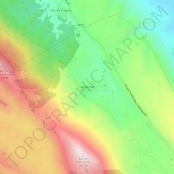 Mappa topografica Verrecchie, altitudine, rilievo