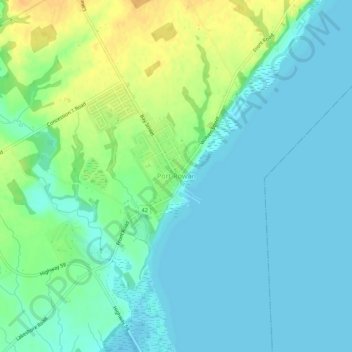 Mappa topografica Port Rowan, altitudine, rilievo