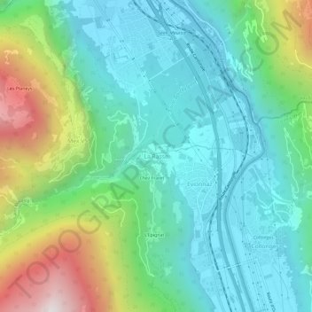 Mappa topografica La Rasse, altitudine, rilievo