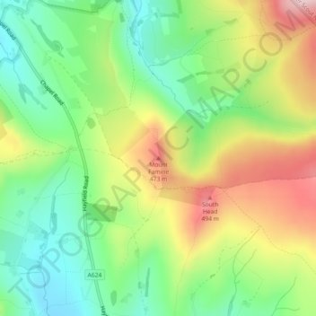 Mappa topografica Mount Famine, altitudine, rilievo