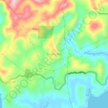 Mappa topografica Tagbayaon, altitudine, rilievo