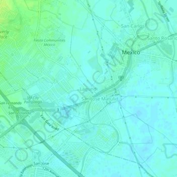 Mappa topografica Lagundi, altitudine, rilievo