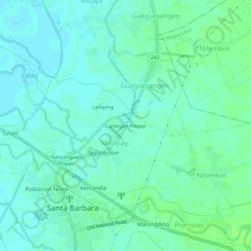Mappa topografica Caniogan Proper, altitudine, rilievo