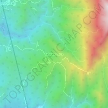 Mappa topografica Tabaan Norte, altitudine, rilievo