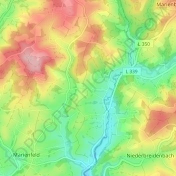 Mappa topografica Ophausen, altitudine, rilievo