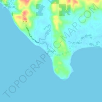 Mappa topografica Sibago, altitudine, rilievo