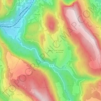 Mappa topografica Blanaz, altitudine, rilievo