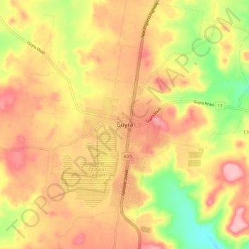 Mappa topografica Guyra, altitudine, rilievo