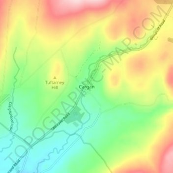 Mappa topografica Cargan, altitudine, rilievo
