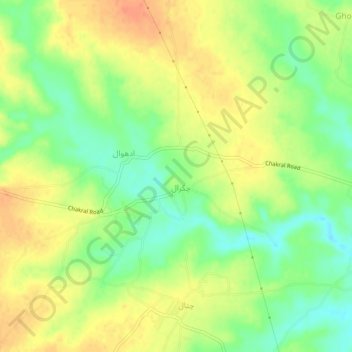 Mappa topografica Chakral, altitudine, rilievo