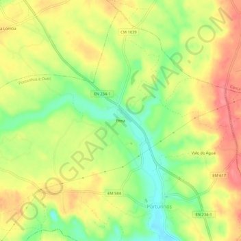 Mappa topografica Pena, altitudine, rilievo