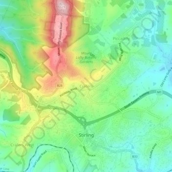 Mappa topografica Crafers, altitudine, rilievo