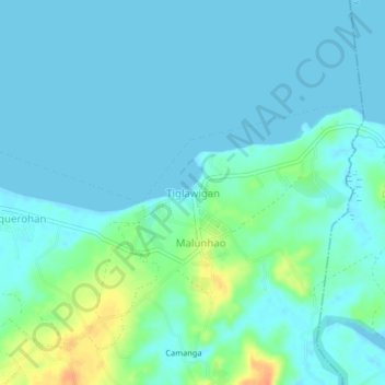 Mappa topografica Tiglawigan, altitudine, rilievo