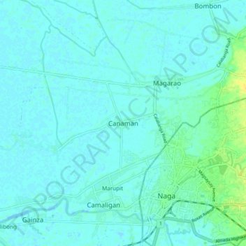 Mappa topografica Canaman, altitudine, rilievo