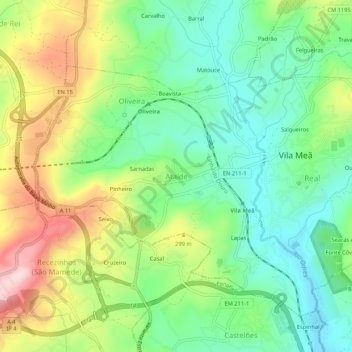 Mappa topografica Ataíde, altitudine, rilievo