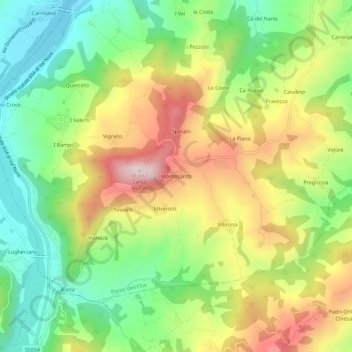 Mappa topografica Montesanto, altitudine, rilievo