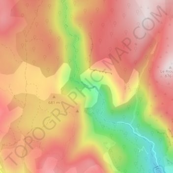 Mappa topografica Source captée des Sourcets, altitudine, rilievo