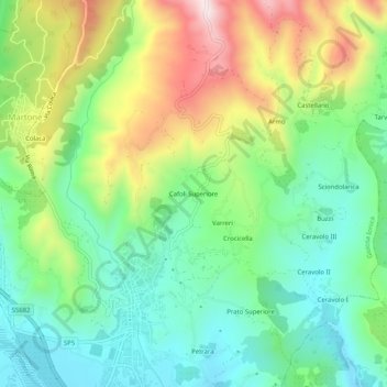 Mappa topografica Cafoli Superiore, altitudine, rilievo