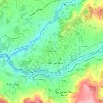 Mappa topografica Bom Nome, altitudine, rilievo