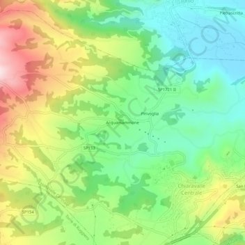 Mappa topografica Acquamammone, altitudine, rilievo