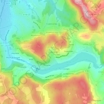 Mappa topografica Le Perrier, altitudine, rilievo