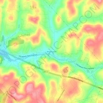 Mappa topografica West Export, altitudine, rilievo