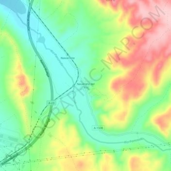 Mappa topografica Navarrete del Río, altitudine, rilievo