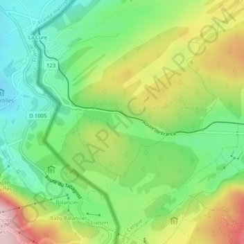 Mappa topografica Saint-Cergue, altitudine, rilievo