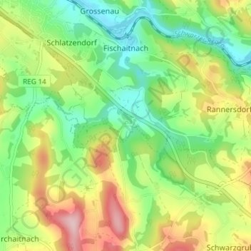 Mappa topografica Eging, altitudine, rilievo