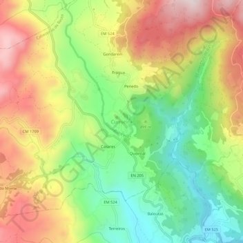 Mappa topografica Cumieira, altitudine, rilievo