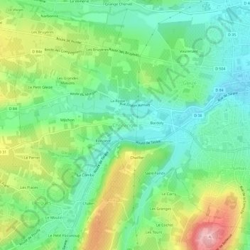 Mappa topografica Chervinges, altitudine, rilievo