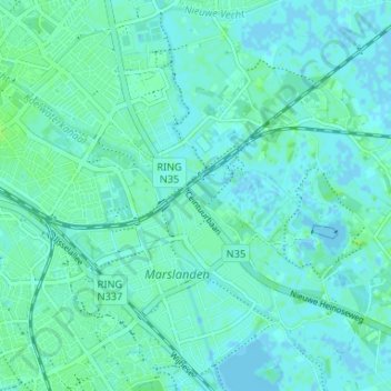 Mappa topografica Zalne, altitudine, rilievo
