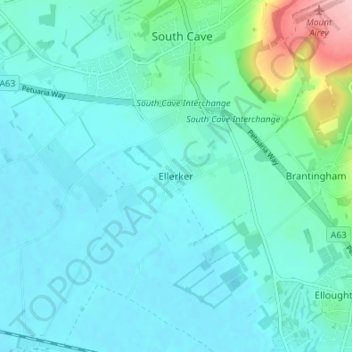 Mappa topografica Ellerker, altitudine, rilievo